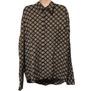 Maxini Collezione men's vintage Geometric Circle LS Button-Up dress shirt medium